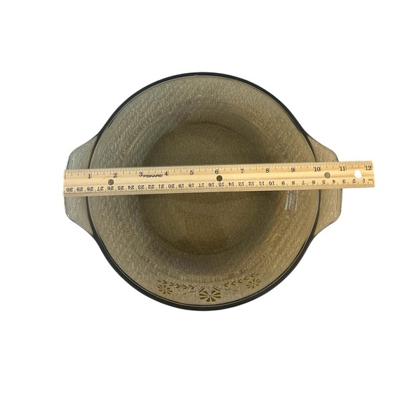 Glassbake Amber Glass Casserole Dish - Yellow Floral vintage - Picture 7 of 7